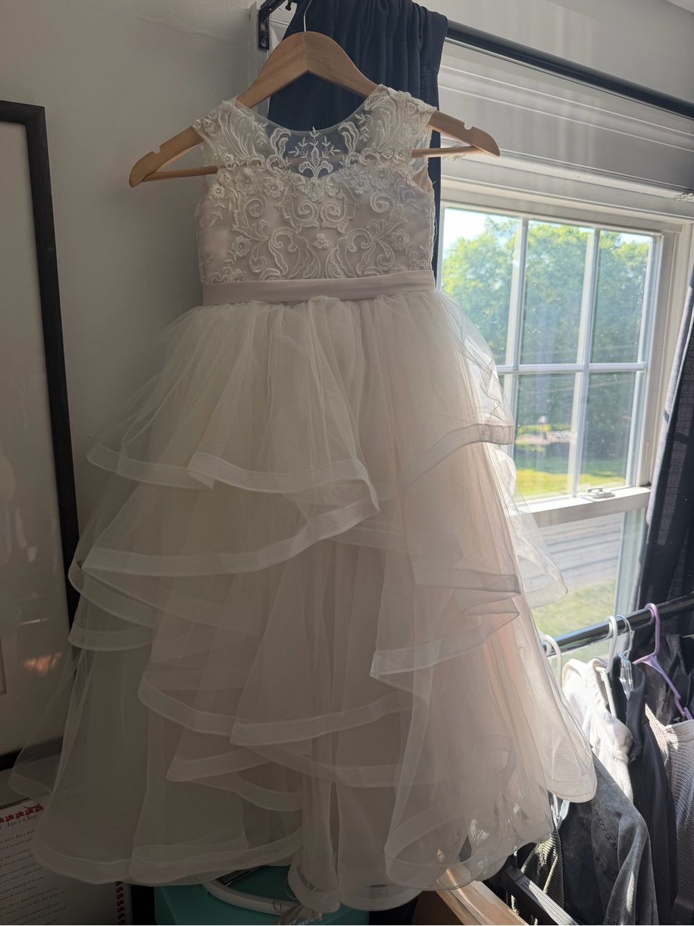 Joan Calabrese Ivory Lace Bodice Tulle Party Dress flower girl formal